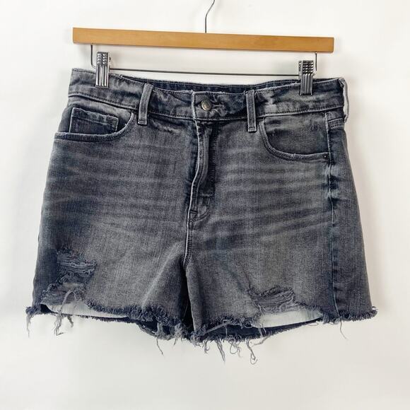 Old Navy 8 Womens Black High Waisted Secret-Slim Pocket Distressed Jean Short - Picture 3 of 9
